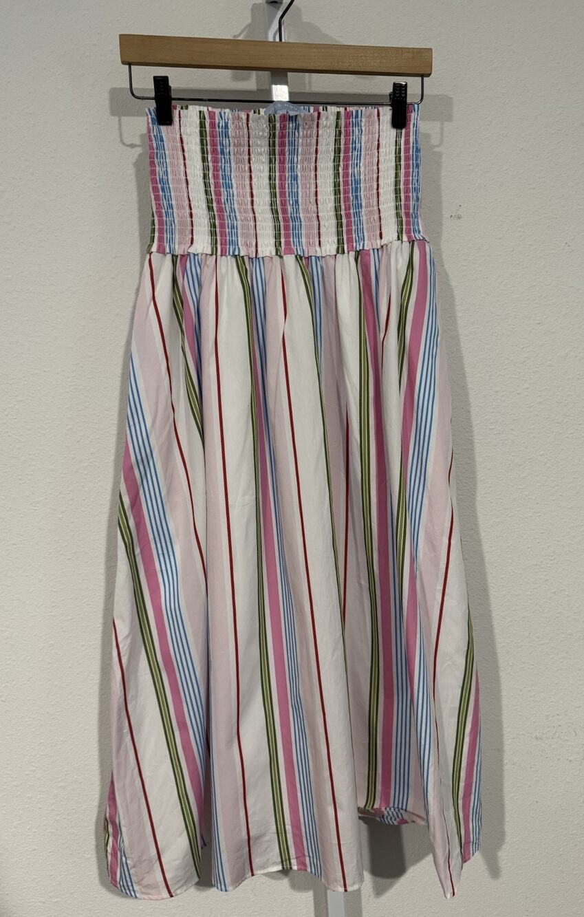 HILL HOUSE Strapless Dress Striped Colorful Sz L